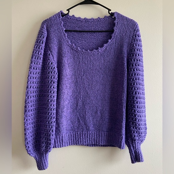 Handmade purple sweater size S hand crochet - Picture 1 of 5